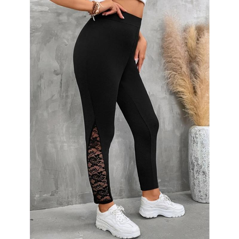 Women's Pants Plus Size Clashing Lace Splicing Skinny Trousers