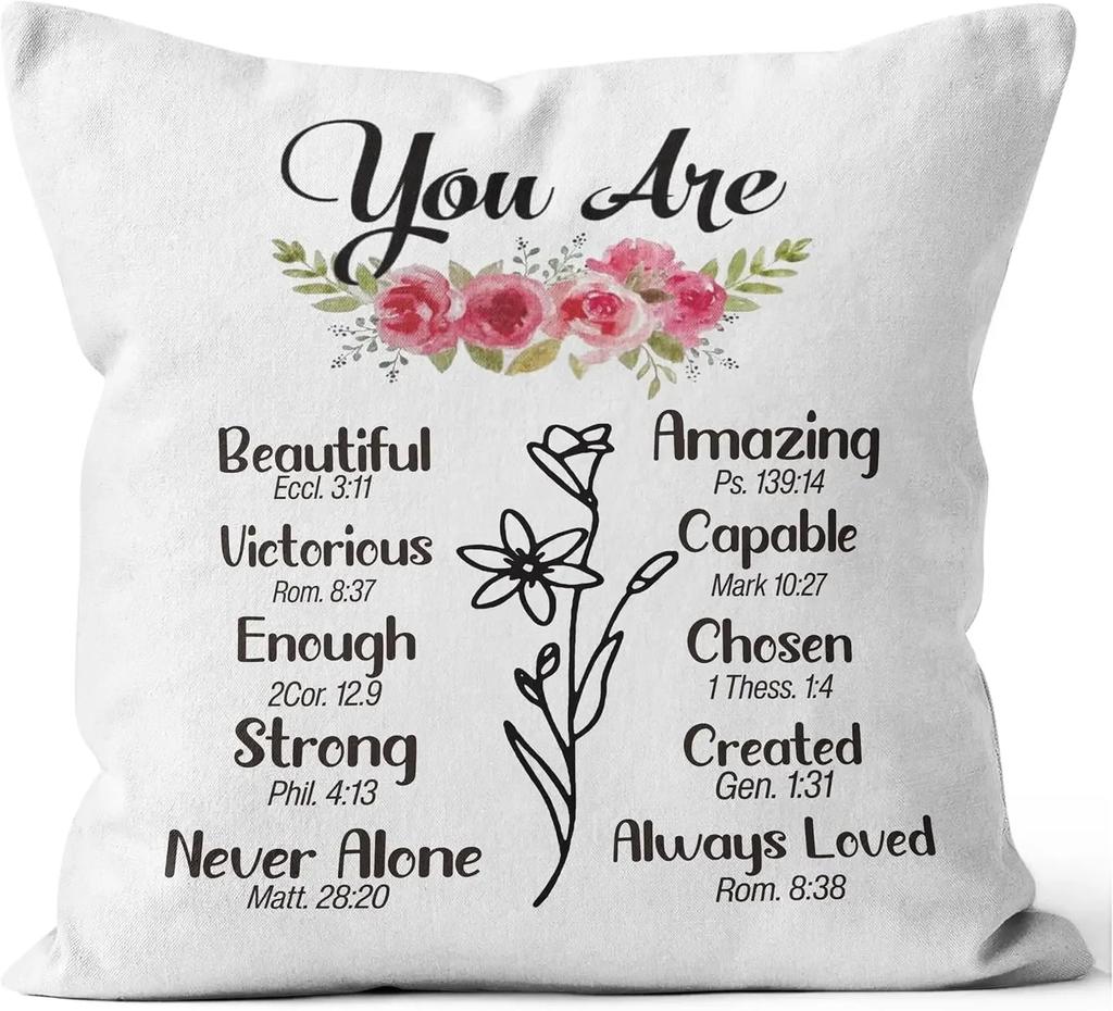 Bible Verse Print Pillow Case Living Room Sofa Decor Soft Throw Cushion Cover Pillowcase Christian Decorations For Home Office,(2)
