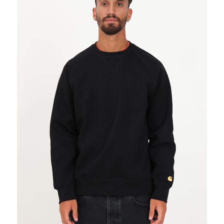 Carhartt WIP Einfarbiges Pullover-Sweatshirt mit kleinem Logo, Rundhalsausschnitt, Herren, Sweatshirt, Schwarz, I026383-00F-XX