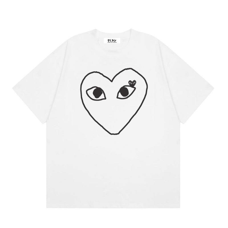 Japanese trendy brand heart-print short-sleeve T-shirt, unisex loose couple's summer casual daily versatile top