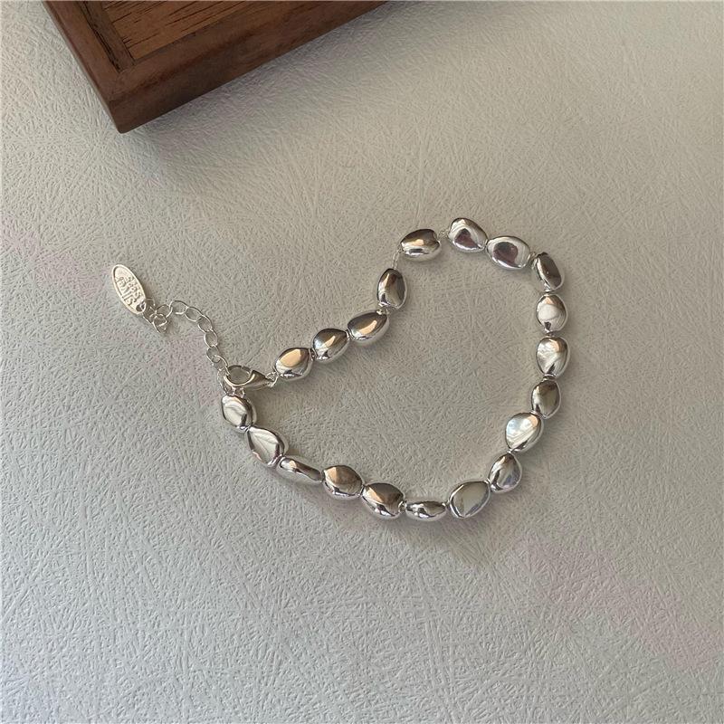 

Комплект ожерелья и браслета из серебряных бобов в корейском стиле - Модная цепочка на ключицу из стерлингового серебра S925 S925 Silver