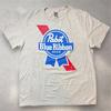 T-Shirt Grafica Birra Pabst Blue Ribbon PBR Uomo Taglia L Grigio Manica Corta Maglietta con Logo