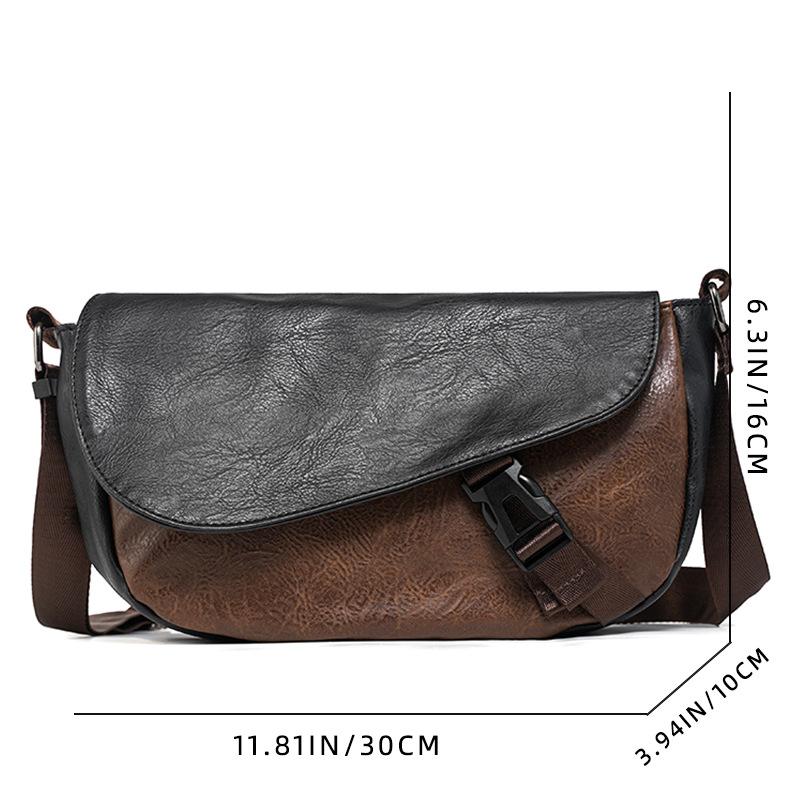 Retro Trendy Men'S Mailman Bag Outdoor Men'S Bag Messenger Bag Contrasting Colors Casual Versatile Hip Hop Trendy Street Shoulder Bag
