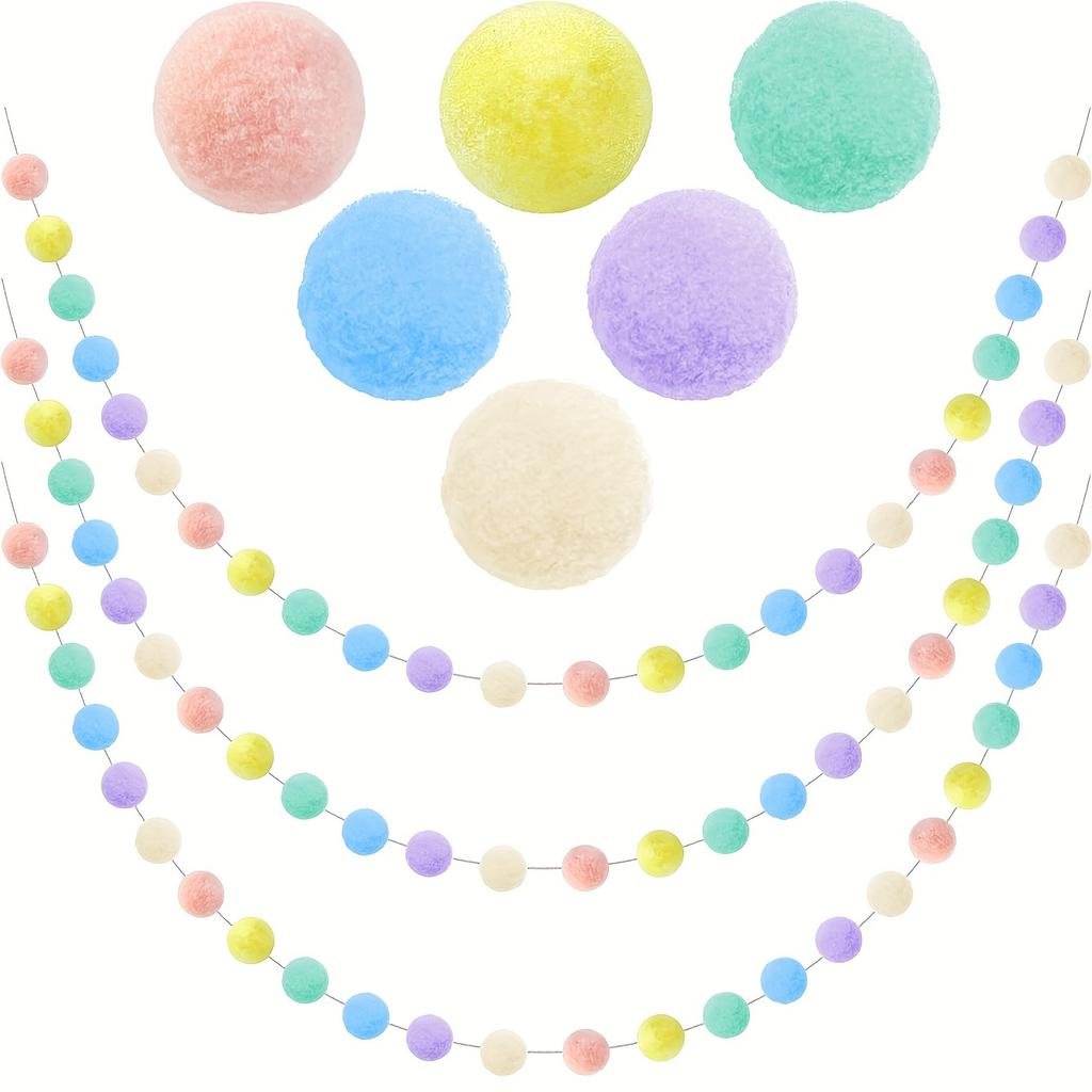 2.5m Colorful Pompom Pendant Garland Nordic Series Felt Ball String Hanging DIY Handmade Nursery Children Room Home Decor