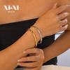 Exquisite Gold Zircon Bamboo Geometric Titanium Bracelet - Trendy European & American Fashion