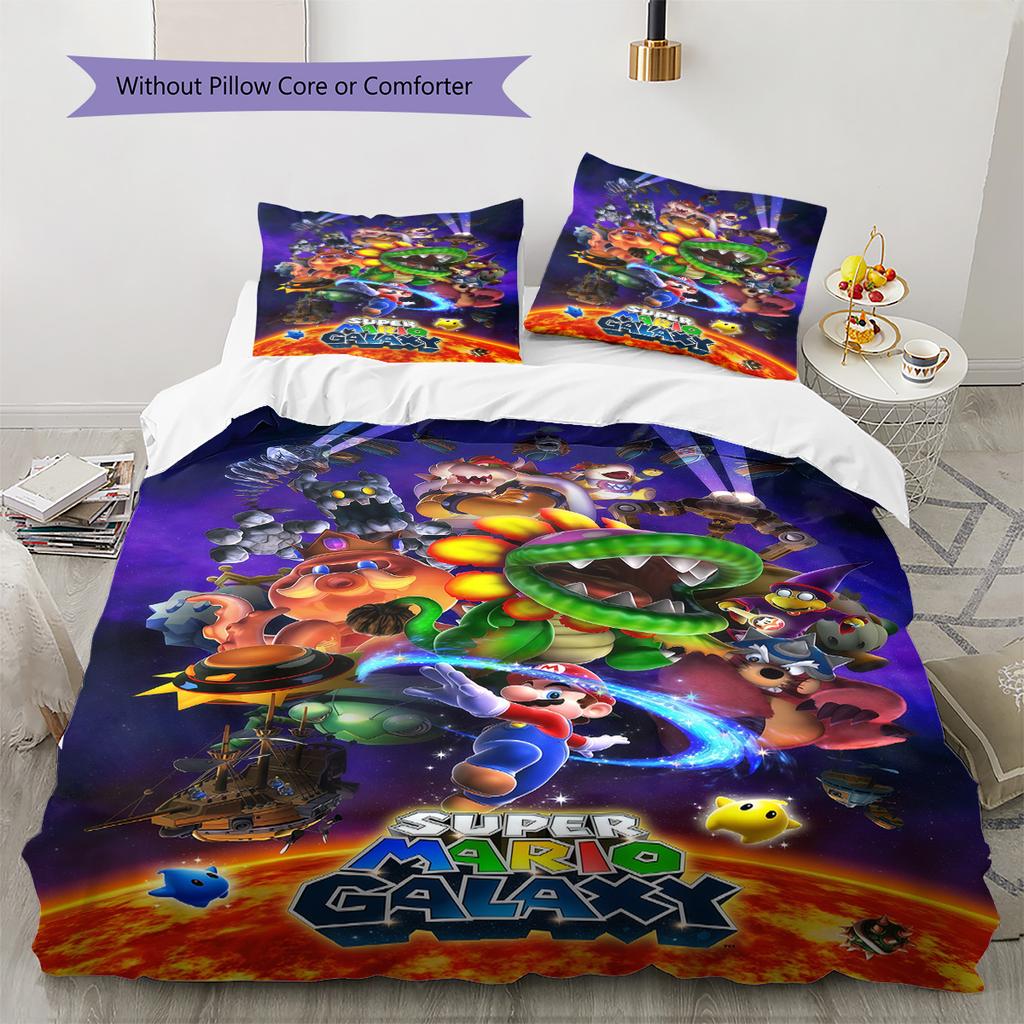 Super Mario Cartoon Bedding Set 3PCS Soft Microfiber Duvet Cover Set Children Game Theme Bedroom Decor Linens