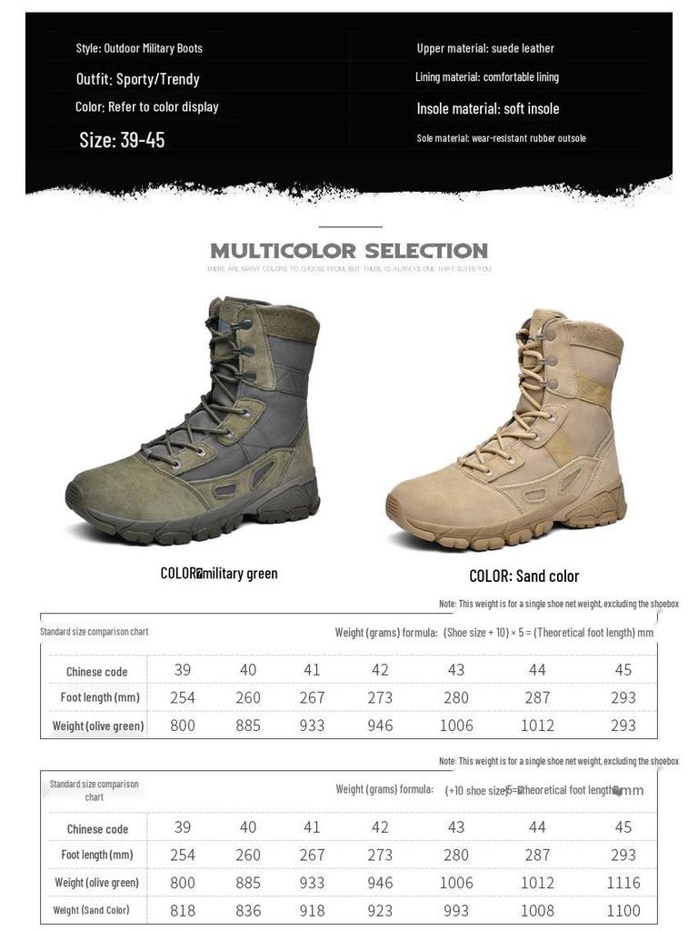 Men's Plus Size Lightweight Combat & Tactical Boots - Puncture-Proof Desert Outdoor Footwear
