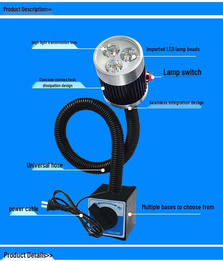 LED Work Light: 220V Magnetic CNC Lathe & 24V Milling Machine Tools