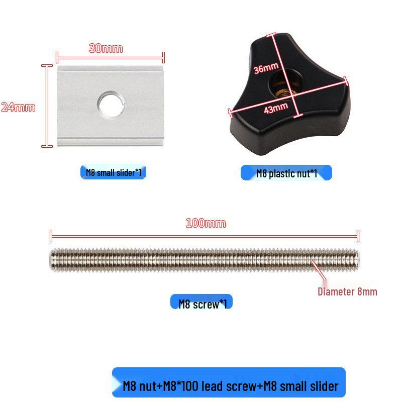 Aluminum Pressure Block T-Slider Handle for Woodworking T-Slot Guide Rail