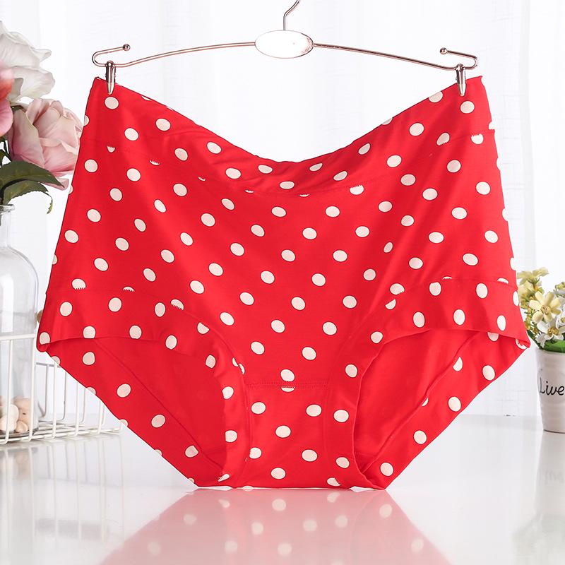 Zestaw 4 szt. Damskie Majtki Plus Size z Wysokim Stanem z Modalnu - Oddychające, Wygodne, W Kropki