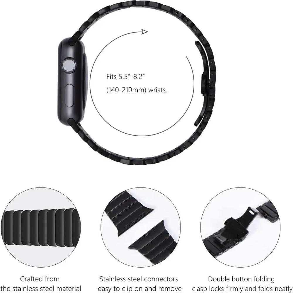 Titanium Color Stainless Steel Strap For Apple Watch Series 10 46mm Luxury Band Link Bracelet IWatch Ultra2 49mm 45mm 44mm 42mm 9 8 7 6 SE 5