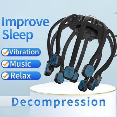 Massaggiatore elettrico per la testa Grattacapo con vibrazione musicale Bluetooth Massaggio del cuoio capelluto con polpo per rilassarsi e alleviare lo stress Dormire meglio