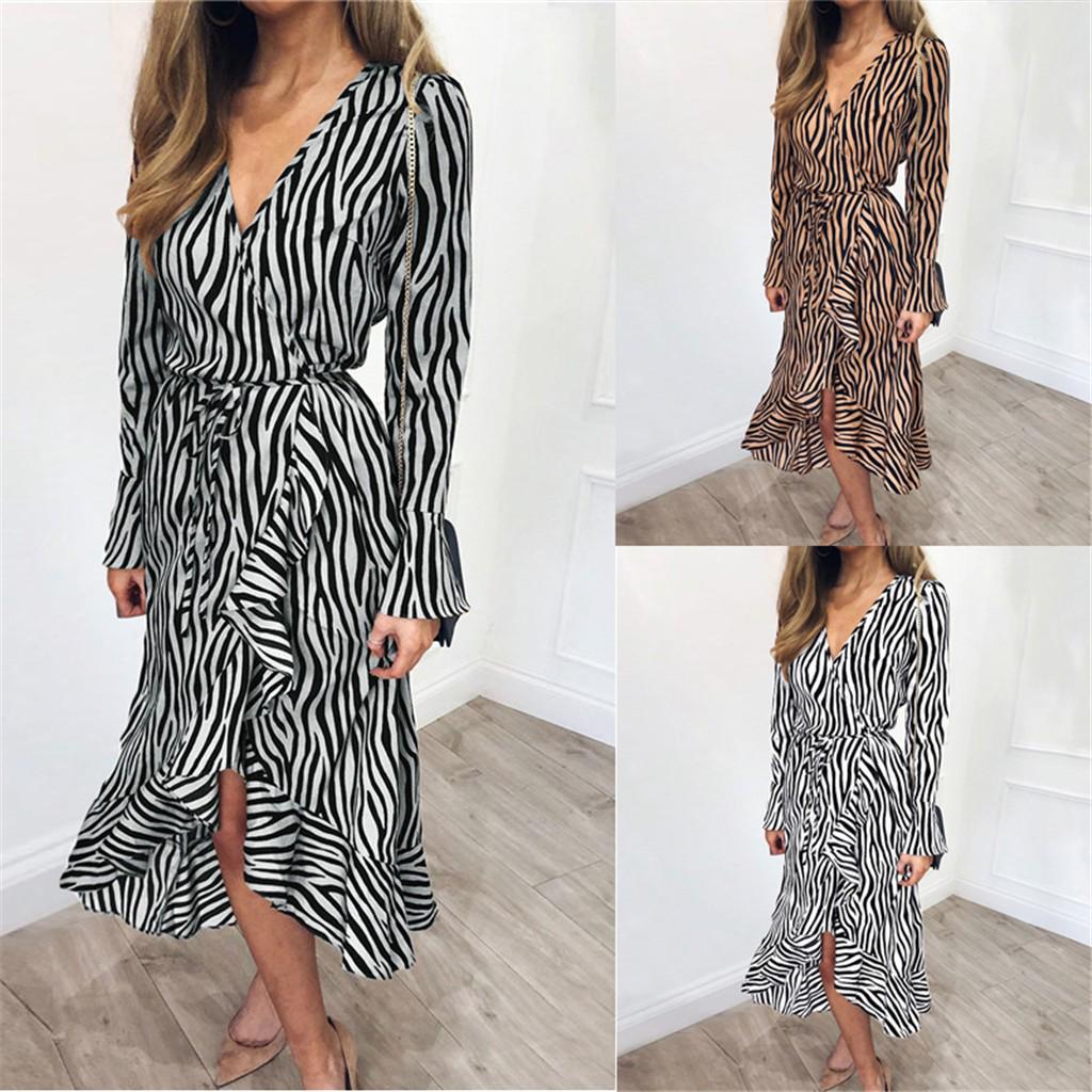 Leopard V-Neck Casual Long Sleeve Dress main image 1