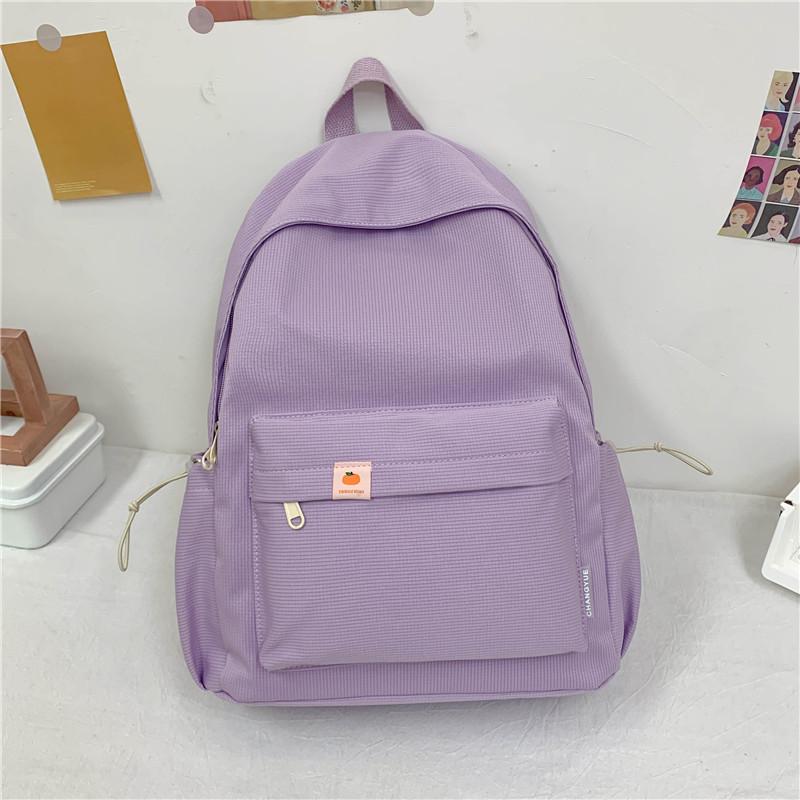Simple Capacity Large Backpack With Solid Color Design For Students Outings And