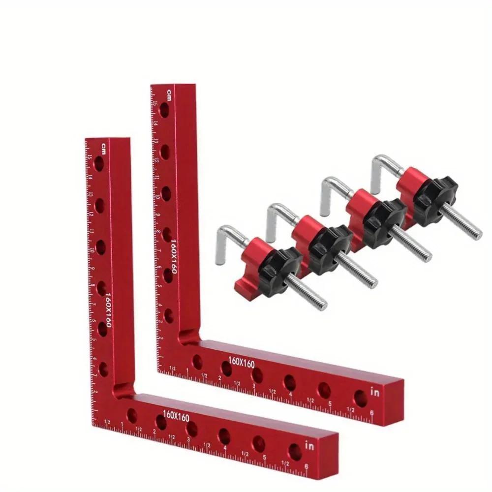 90 Degree Positioning Squares Right Angle Clamps, 160mm Aluminum Fixing Clip Carpenter Corner Clamping Square Tool for Frame Box