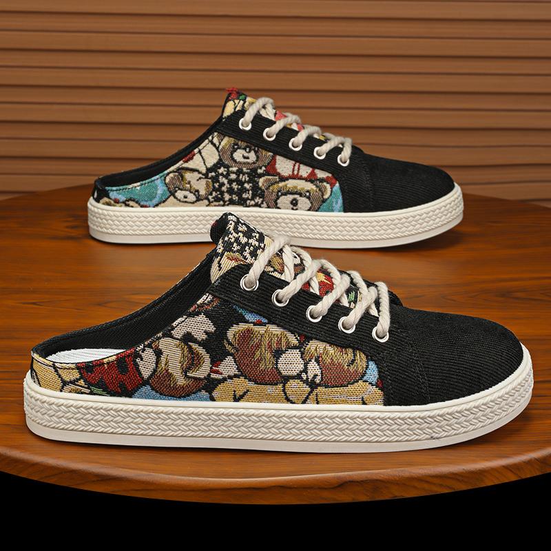 Fashion Men's Canvas Slip-On Shoes Breathable Soft Bottom Driving Loafers Spring Autumn Low Heel Pure Color Unisex Flat Footwear