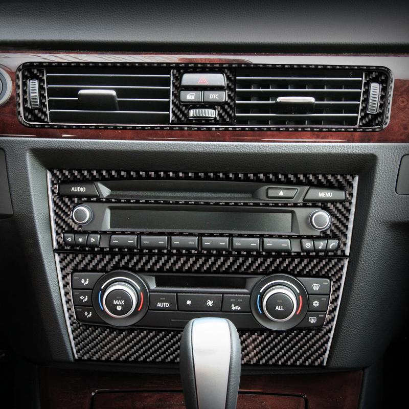 Carbon Fiber For BMW 3 Series E90 E92 E93 Inner Gearshift Air Conditioning CD Panel Door Armrest Cover Trim Sticker Accessories