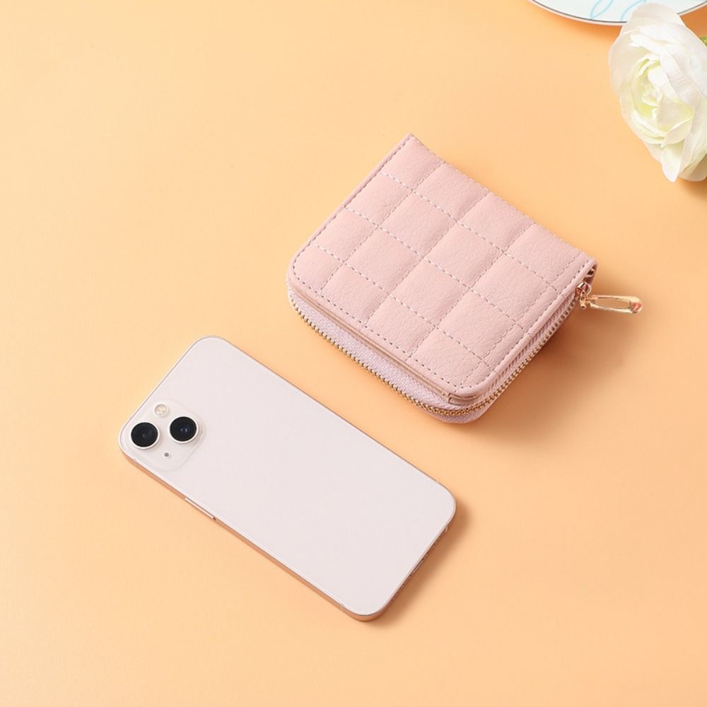 Fashion PVC Nylon Women Short Wallet Zipper Design Solid Color Coin Purse Large Capacity Card Bag Holder Women Men
