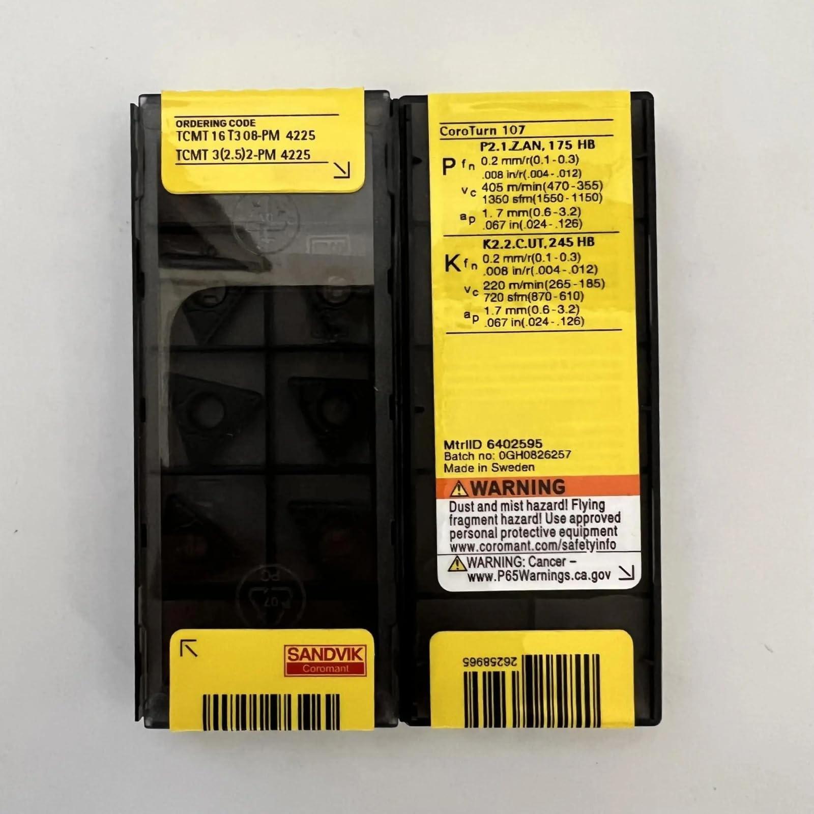 

Original Sandvik / TCMT16T308-PM 4225 / CNC lathe carbide blade 10 PCS