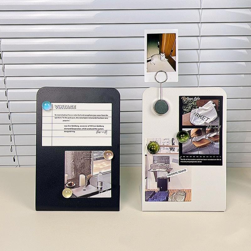 1Pcs Creative Metal Magnetic Board Photo Display Diy Desktop Message Board Rounded Corners Ironwork Sign Note Board For Coffee S