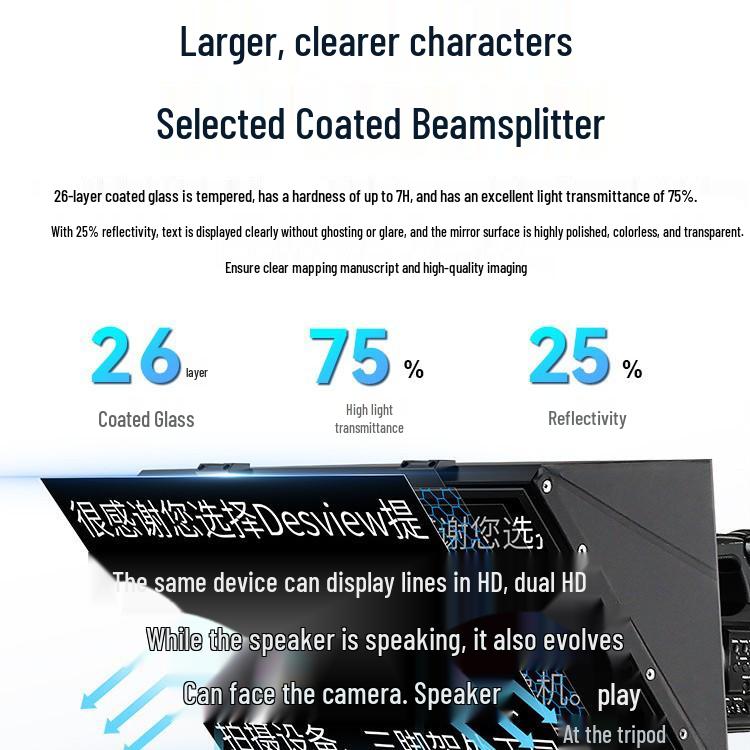 Baishiyue T20 Teleprompter: Large Screen for Live Broadcast, Recording, Speech, and Streaming.