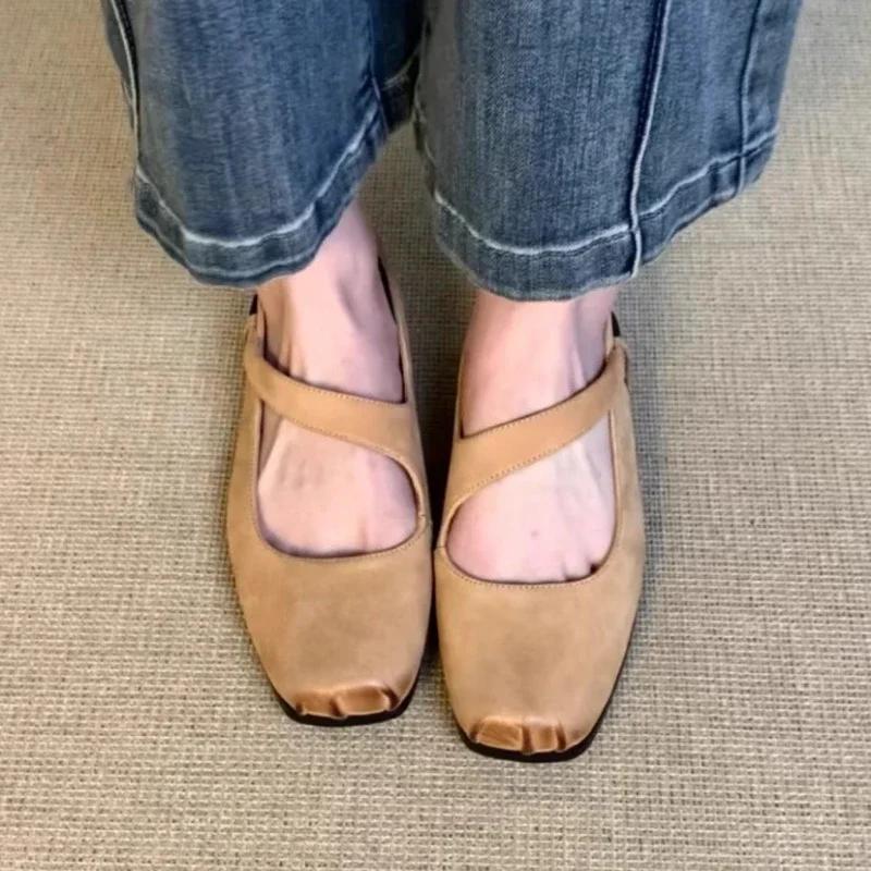 Modische Schuhe für Damen 2024 Hohe Qualität Slipper Damen Ballerinas Mode Quadratische Zehenpartie Lässige flache Schuhe Neu Flache Ausschnitt Niedrige Absätze Zapatos