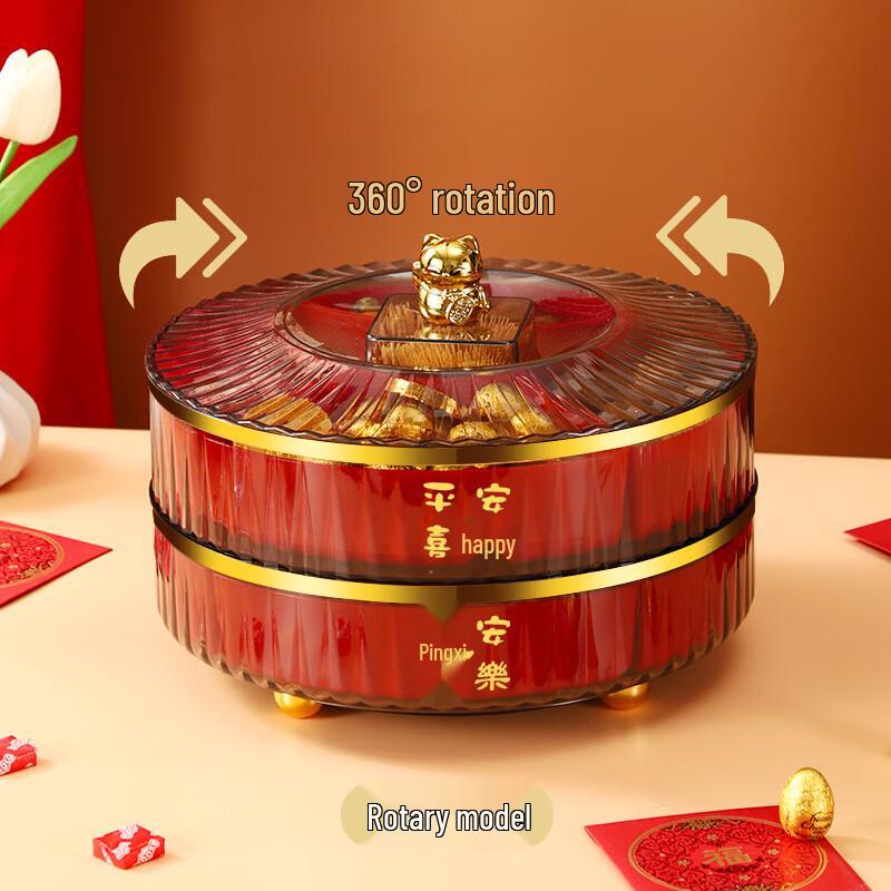 

Rotating Lucky Cat Double-Layer Fruit & Snack Plate