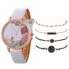 Stylish And Simple Rose Face Leather Belt Watch Female Pu Belt Quartz Lady Watch Watch Bracelet Set Female