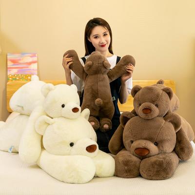 Giant Size Brown &White Polar Bear Plush Pillow Toys Lovely Animal Lying Bear Plushie Cushion Stuffed Soft for Kids
