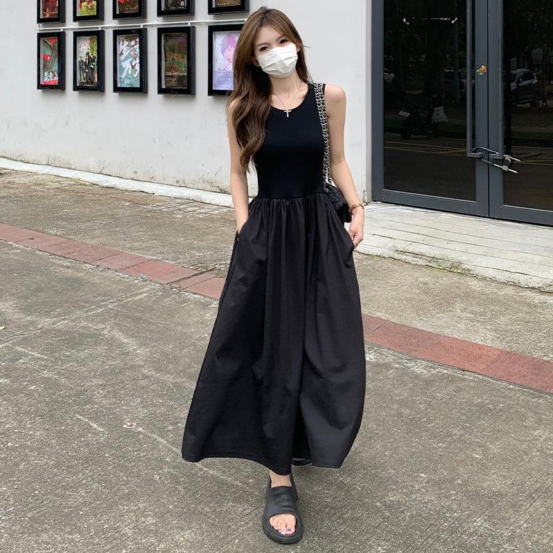Black Suspender Dress Women's Hepburn Style Summer New Thin Sleeveless High-end Long Skirt