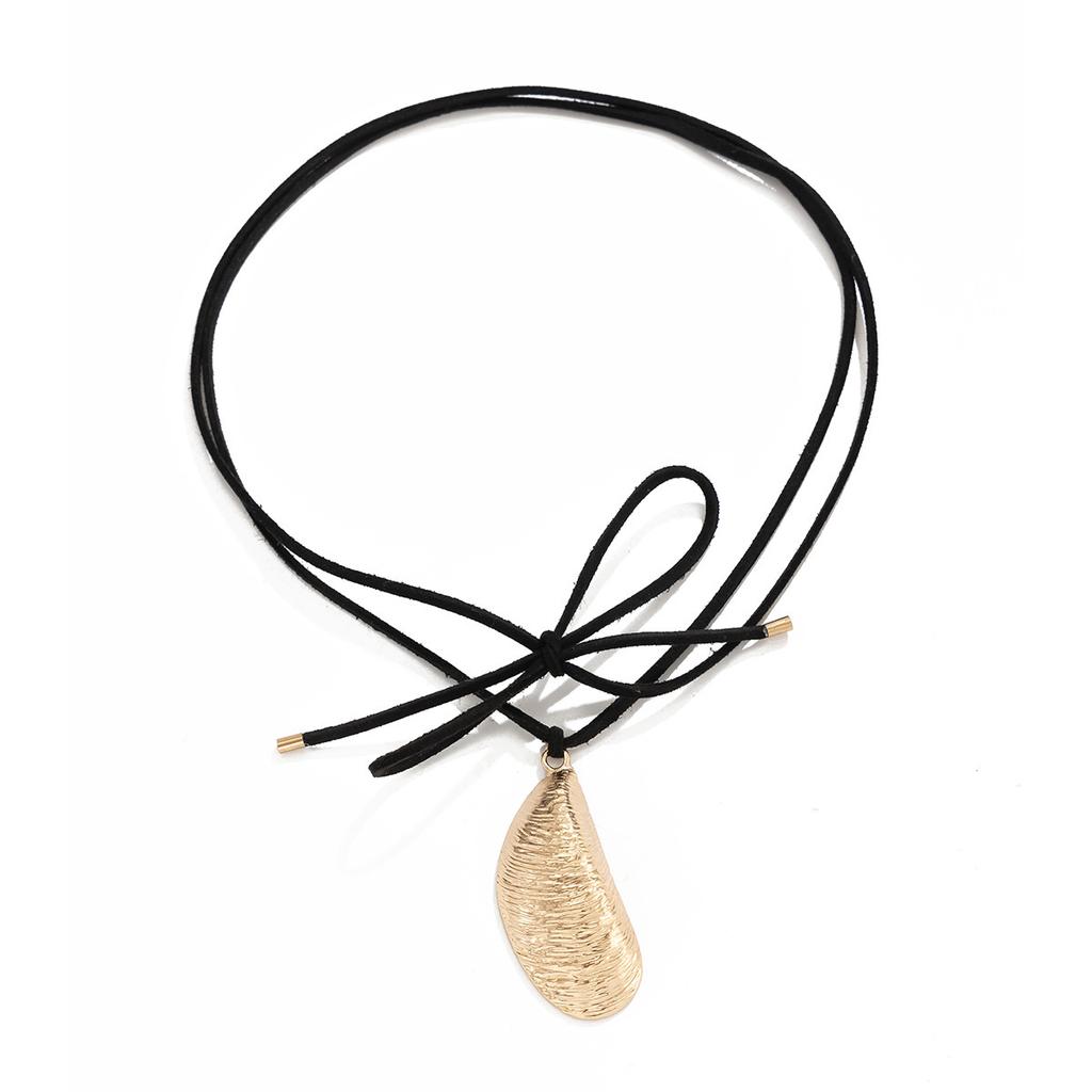 Overdreven Metalen Onregelmatig Gestreept Waterdruppel Hanger Ketting, Zoete Coole Band Choker Ketting