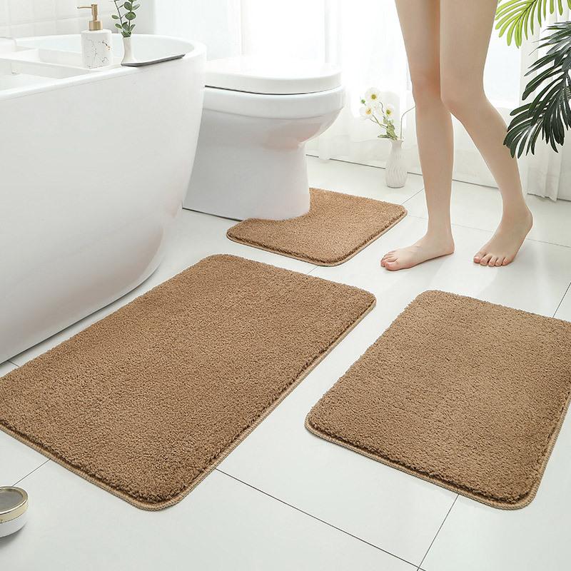 Non-Slip Feet At The Door Of The Bathroom, Toilet U-Shaped Set, Bathroom Absorbent Floor Mat, Household Thickened Plush Dirt-Resistant Carpet