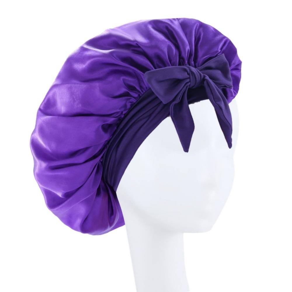 Sleeping Hat Satin Solid Wide-brimmed Beauty Headscarf Head Wrap Elastic Band Cap Hair Care Bonnet Night Hat Hair Salon Cap Tool
