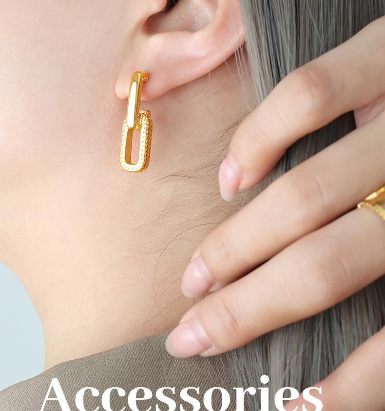 Light Luxury Geometric Gold-Plated U-Shaped Earrings