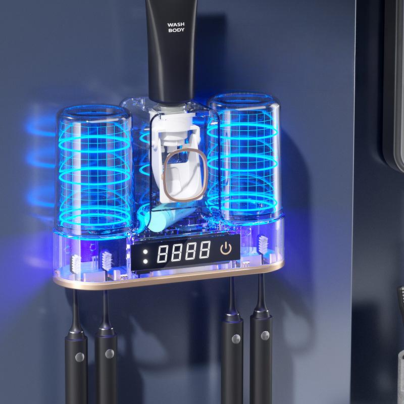 1 st UV-tandborststerilisator Smart tandkopp Torkande Utan Hål Väggmonterad Hållare Sterilisering Toalettförvaring