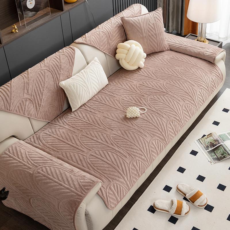 Plush Sofa Cushion Winter Sofa Cover Towel Thickened Sofa Cushion Simple Cream Style Non-Slip Sofa Cover Cloth
