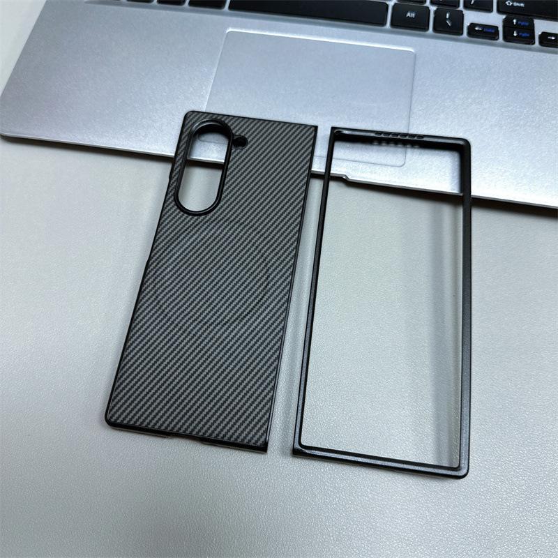 Applicable to Samsung Z Fold7 borderless magnetic folding leather mobile phone case Fold6 carbon fiber anti-drop protective case
