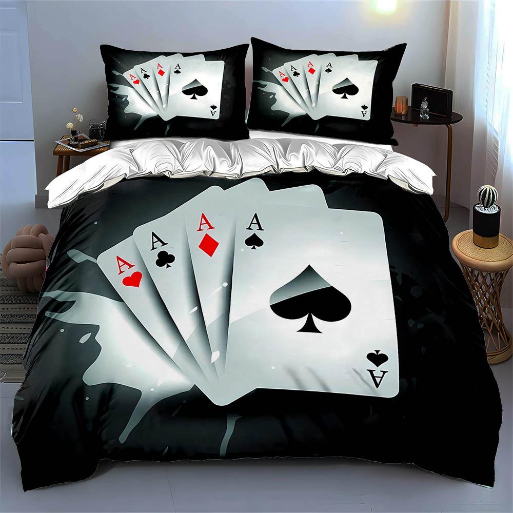 Playing cards design. Bedding Duvet cover sets Duvet covers Pillowcases gifts (1 * Duvet Cover 2 * Pillowcases, without duvet insert)