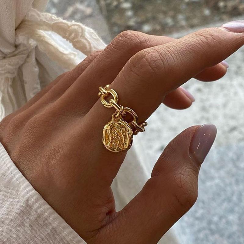 

ANENJERY нерегулярные круглые кольца с подвеской для женщин и мужчин, модные регулируемые кольца с геометрическим рисунком, ювелирные аксессуары золотой