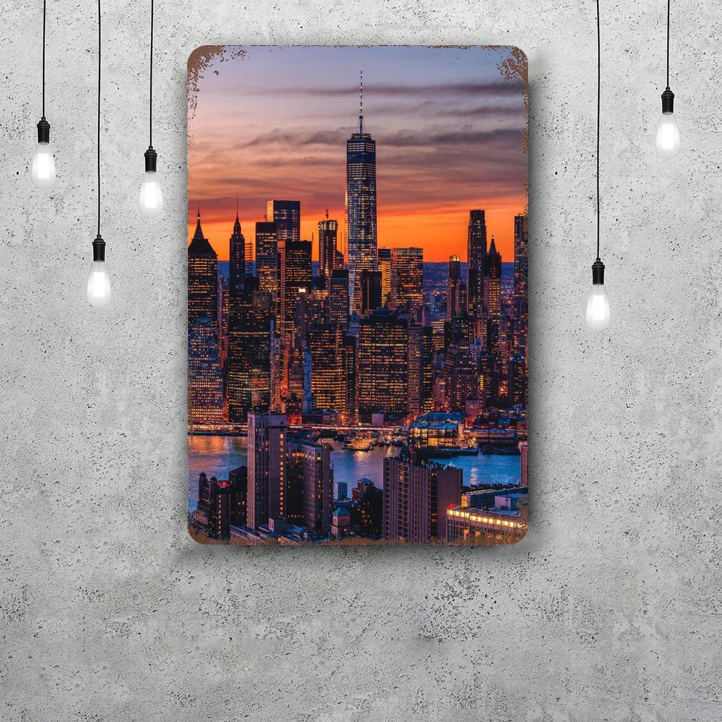 nyc skyline Vintage Metal Tin Signs Posters Decor Retro Metal Plaque Wall Art Decor for Garage Bar
