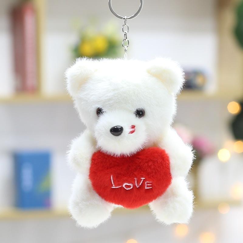 Flower Bear Pendant Cute Ribbon Bear Plush Toy Doll Bag Hanging Doll Keychain Doll