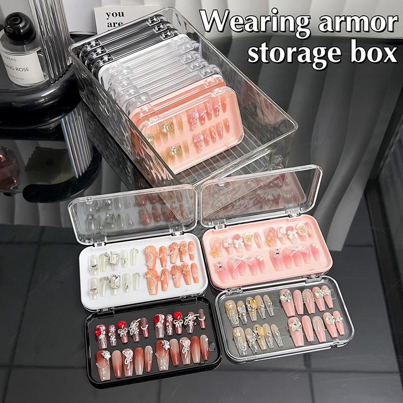 1/2/3Pcs Plastic Clear Box Press-on Nail Storage Case Square Jewelry Earring Sponge Storage Box Display Packaging With Lid