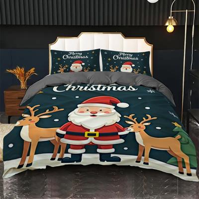 Weihnachtsthema Rehkitz Bettbezug Bettwäsche JungeMädchen Schlafzimmerdekoration Kinder-Geschenk Einzel Doppel Groß Bettbezug