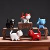 Ceramic Cat Sculpture Cartoon Bell Cats Tea Pet Teaware Accessories Home Office Teatable Micro-landscaping Decoration Pen Holder