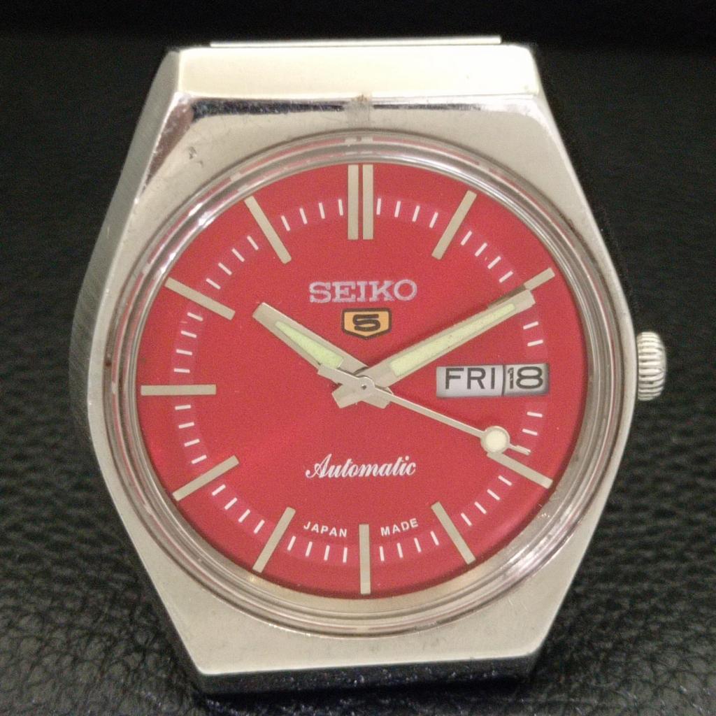 VINTAGE JAPAN SEIKO 5 AUTOMATIC 6309A MENS RED COLOR DIAL WATCH A500842-5 R154-a500842