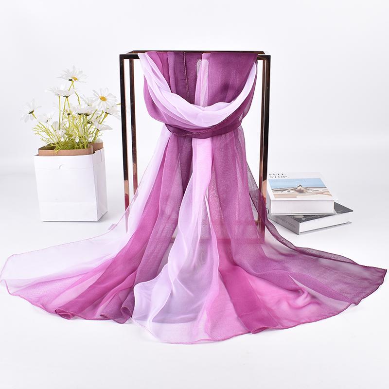 Spring/Summer New Three Color Gradient Silk Scarf 75 * 180 Georgette Long Scarf 8Y