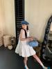 Women's Summer 2025 French White Sleeveless Camisole Dress with Flower Bud Puff Skirt