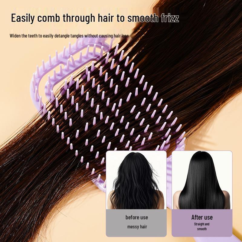 Cross-border Hot Item: Portable 2-in-1 Hollowed-Out Massage Comb - Wet/Dry Wide-Tooth Styling Comb for Women