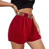 Women's Summer New Casual Temperament Pure Colour High Waist Tie Wide Leg Shorts