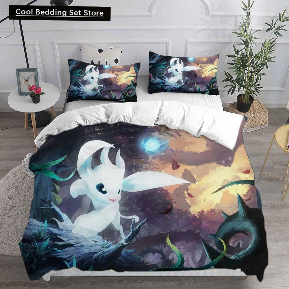 3D Spiel Ori and the Blind Forest Bettwäschesets Bettdecke Steppdecke Bettbezug Bettbezug Kissenbezug 2-3-teilige Sets Kinder Erwachsenengröße